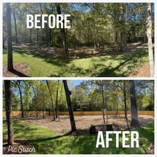 Cleared fence line with mulched ground on both sides